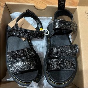 Girls Dr Marten Klaire Sandal Sparkle Black 11 toddler